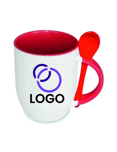 Kubek z Łyżeczką Twój Nadruk logo Napis Gadżet Firmowy