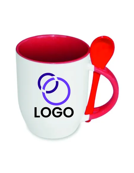 Kubek z Łyżeczką Twój Nadruk logo Napis Gadżet Firmowy