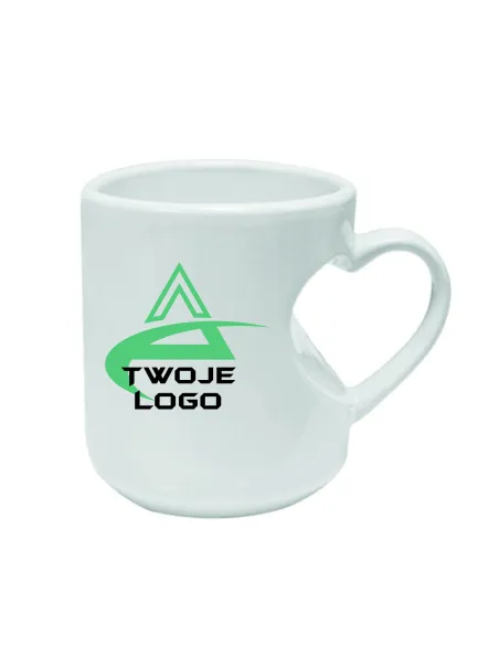Kubek Uszko Serce Twój Nadruk logo Napis Gadżet Firmowy