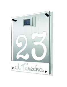 Tablica Adresowa Dibond Plexi z Lampką Numer Domu Adres