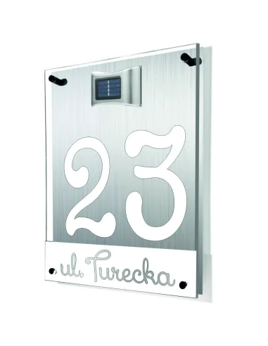 Tablica Adresowa Dibond Plexi z Lampką Numer Domu Adres