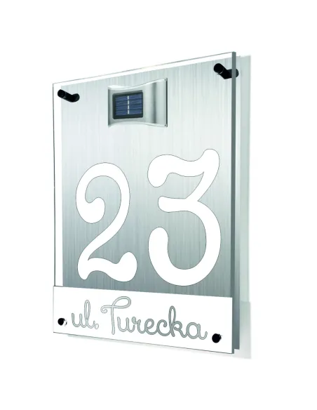 Tablica Adresowa Dibond Plexi z Lampką Numer Domu Adres
