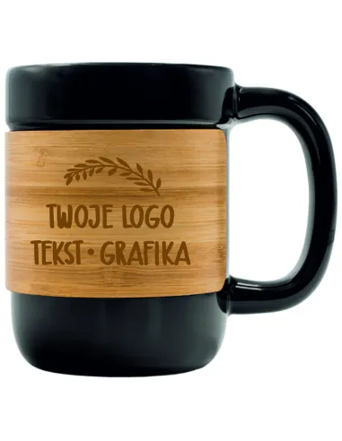 Kubek 5 sztuk Ceramiczny Bambusową Opaską Twoje logo