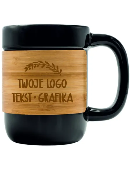 Kubek 5 sztuk Ceramiczny Bambusową Opaską Twoje logo
