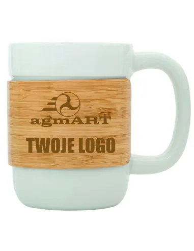 Kubek 10 sztuk Ceramiczny Bambusową Opaską Twoje logo