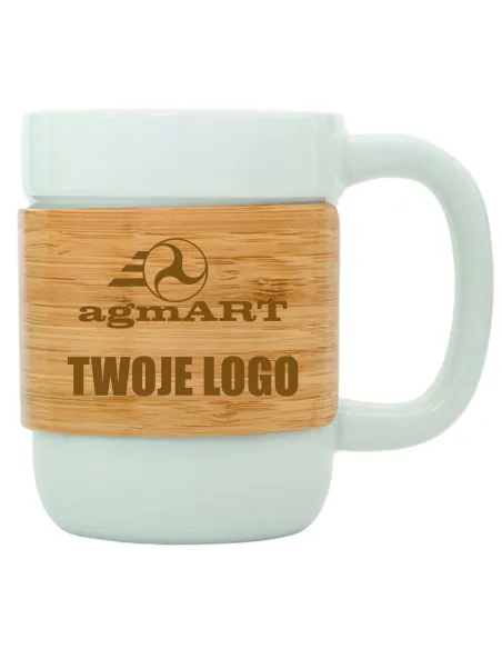 Kubek 10 sztuk Ceramiczny Bambusową Opaską Twoje logo