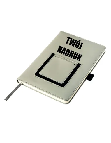 Notatnik Szary Notes z Kieszonką na Telefon A5 Nadruk UV