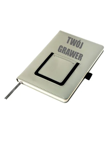 Notatnik Szary Notes z Kieszonką Telefon A5 Grawerowany