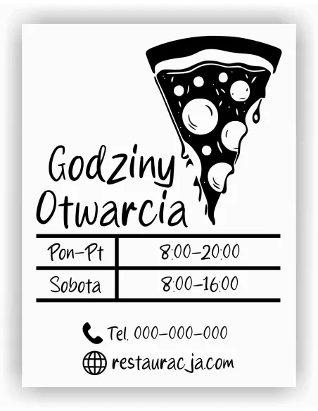 Jednokolorowa Naklejka Folia Zapraszamy Godziny Otwarcia