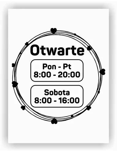 Naklejka 45x45 cm Jednokolorowa Folia Zapraszamy Godziny