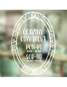 Naklejka 30x25 cm Jednokolorowa Folia Zapraszamy Godziny