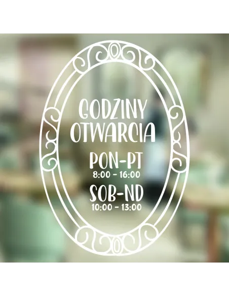 Naklejka 30x25 cm Jednokolorowa Folia Zapraszamy Godziny