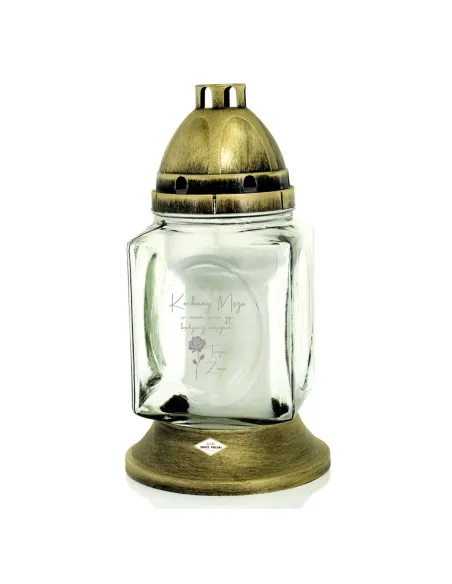 Znicz Szklany Grawer Kapliczka Personalizowany z Grawerem