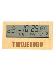 Grawerowany Cyfrowy Zegar Stacja Pogodowa Twoje logo