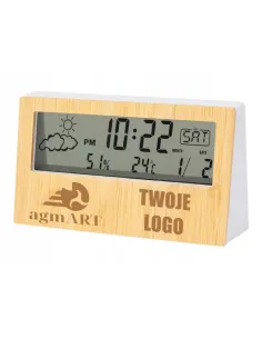 Grawerowany Cyfrowy Zegar Stacja z Grawerem z logo