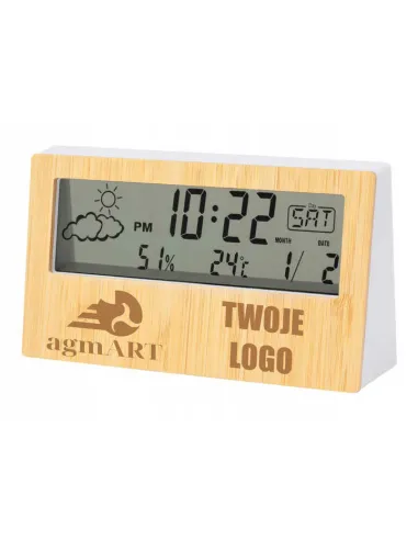 Grawerowany Cyfrowy Zegar Stacja z Grawerem z logo