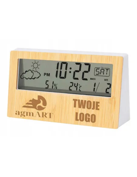 Grawerowany Cyfrowy Zegar Stacja z Grawerem z logo