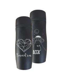 Kubek Termiczny Grawerem Czarny Mat z Grawerem z Nadrukiem