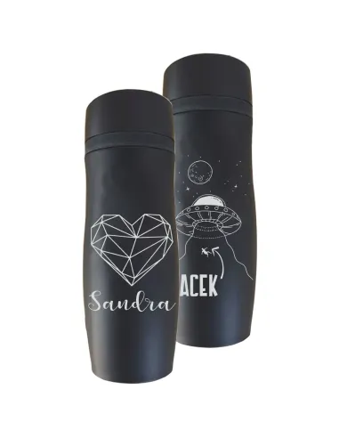 Kubek Termiczny Grawerem Czarny Mat z Grawerem z Nadrukiem