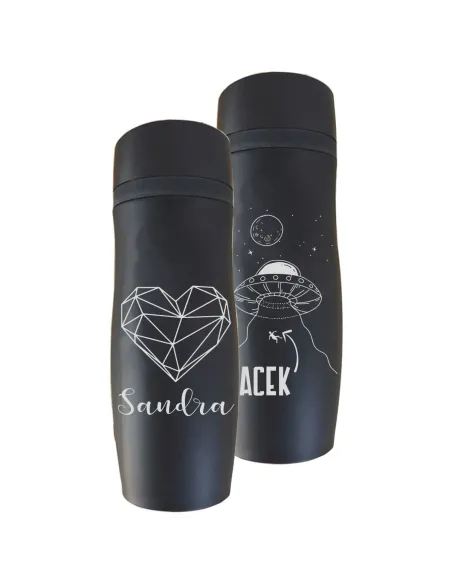 Kubek Termiczny Grawerem Czarny Mat z Grawerem z Nadrukiem