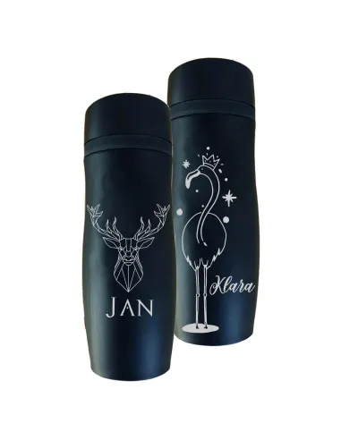 Kubek Termiczny Grawerem Czarny Mat z Grawerem z Nadrukiem