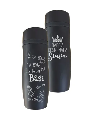 Kubek Termiczny Grawerem Czarny Mat z Grawerem z Nadrukiem