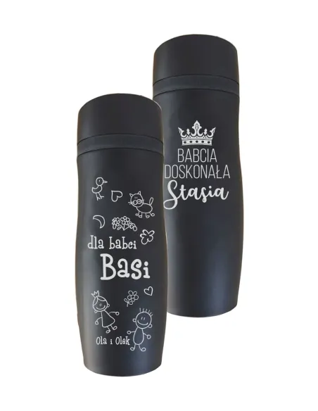 Kubek Termiczny Grawerem Czarny Mat z Grawerem z Nadrukiem