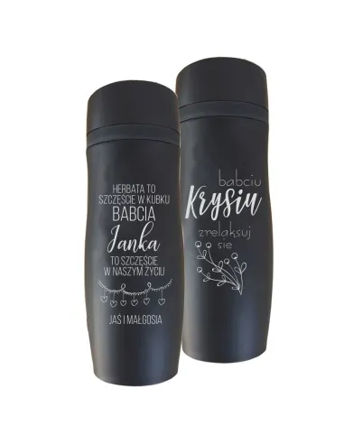 Kubek Termiczny Grawerem Czarny Mat z Grawerem z Nadrukiem