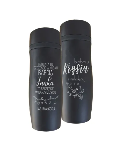 Kubek Termiczny Grawerem Czarny Mat z Grawerem z Nadrukiem