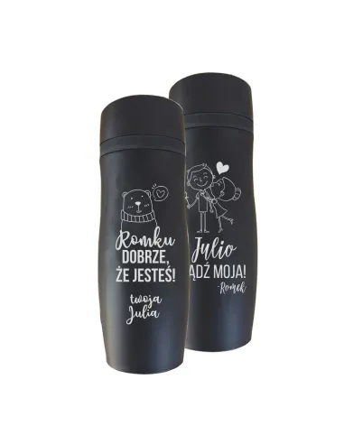 Kubek Termiczny Grawerem Czarny Mat z Grawerem z Nadrukiem