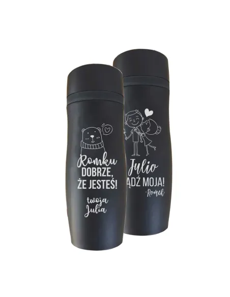 Kubek Termiczny Grawerem Czarny Mat z Grawerem z Nadrukiem