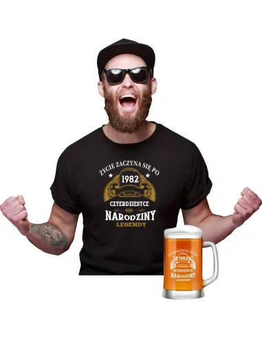 Koszulka + Kufel Prezent na Urodziny 30 40 50 60 Kufel