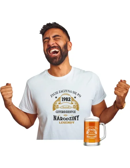 Koszulka + Kufel Prezent na Urodziny 30 40 50 60 Śmieszna