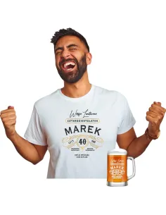 Koszulka + Kufel Prezent na Urodziny 30 40 50 60 dla Fanów