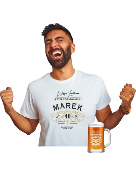 Koszulka + Kufel Prezent na Urodziny 30 40 50 60 dla Fanów