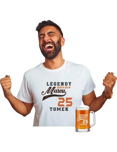 Koszulka + Kufel Prezent na Urodziny 30 40 z Personalizacją