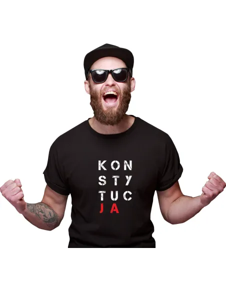 Koszulka z Nadrukiem na Prezent Napis Konstytucja z Napisem