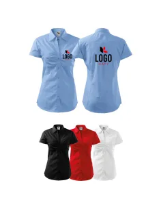 Koszula Damska Letnia Kr Rękaw logo Firmy x10 z Haftem