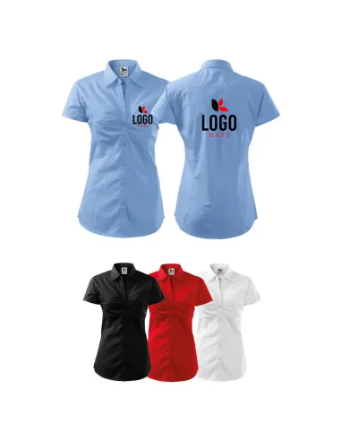 Koszula Damska Letnia Kr Rękaw logo Firmy x10 z Haftem