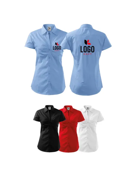 Koszula Damska Letnia Kr Rękaw logo Firmy x10 z Haftem