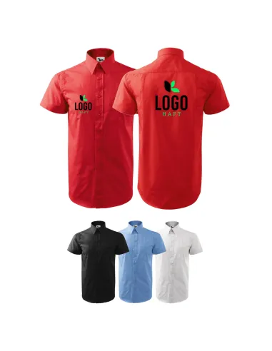 Koszula Męska na Kr. Rękaw z Haftem logo Firmy x5 z logo