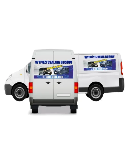 Naklejka – Reklama Naklejka Samochód Wypożyczalnia Busów
