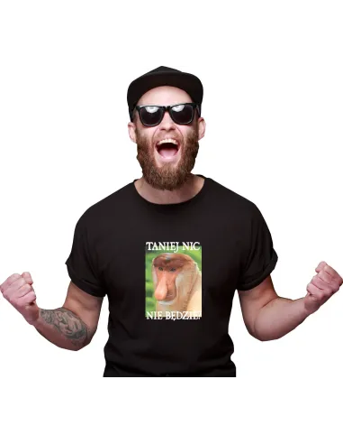 Koszulka Śmieszna Janusz Nosacz Nadrukiem Napis Taniej
