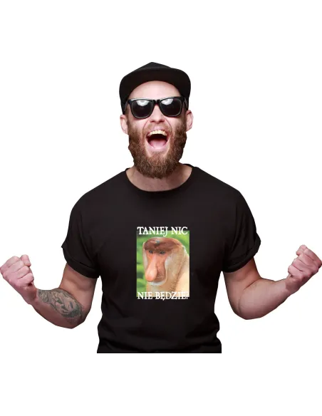Koszulka Śmieszna Janusz Nosacz Nadrukiem Napis Taniej