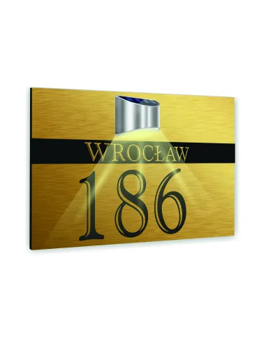 Złota Tabliczka Adresowa Podświetlana Lampka Numer Domu