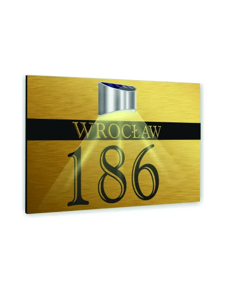 Złota Tabliczka Adresowa Podświetlana Lampka Numer Domu