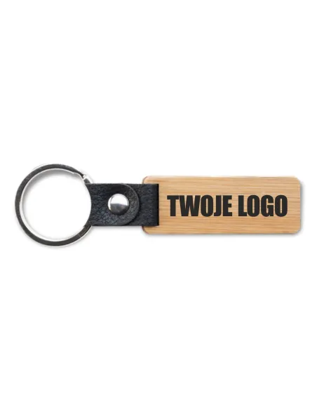 Brelok Bambusowy Reklamowy Gadżet z Nadrukiem z logo