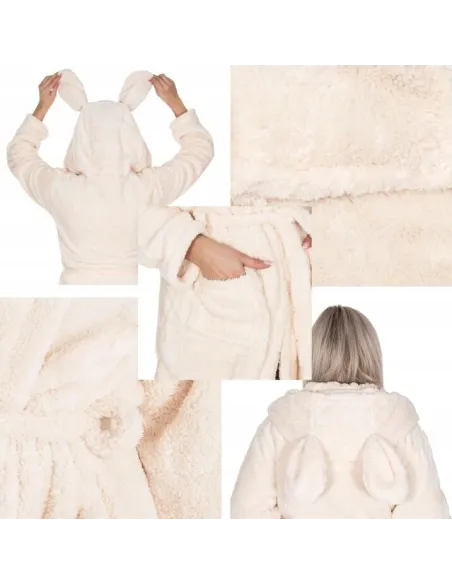 Szlafrok Damski z Uszami Haftem Rozmiar S/m Prezent Żony