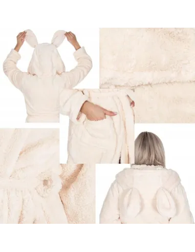 Szlafrok Damski z Uszami Haftem Rozmiar L/xl Dziewczyny