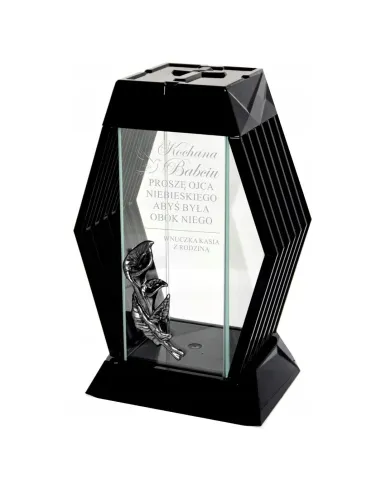 Znicz Lustro Róża Czarny – Dla Babci Grawerem Dedykacja